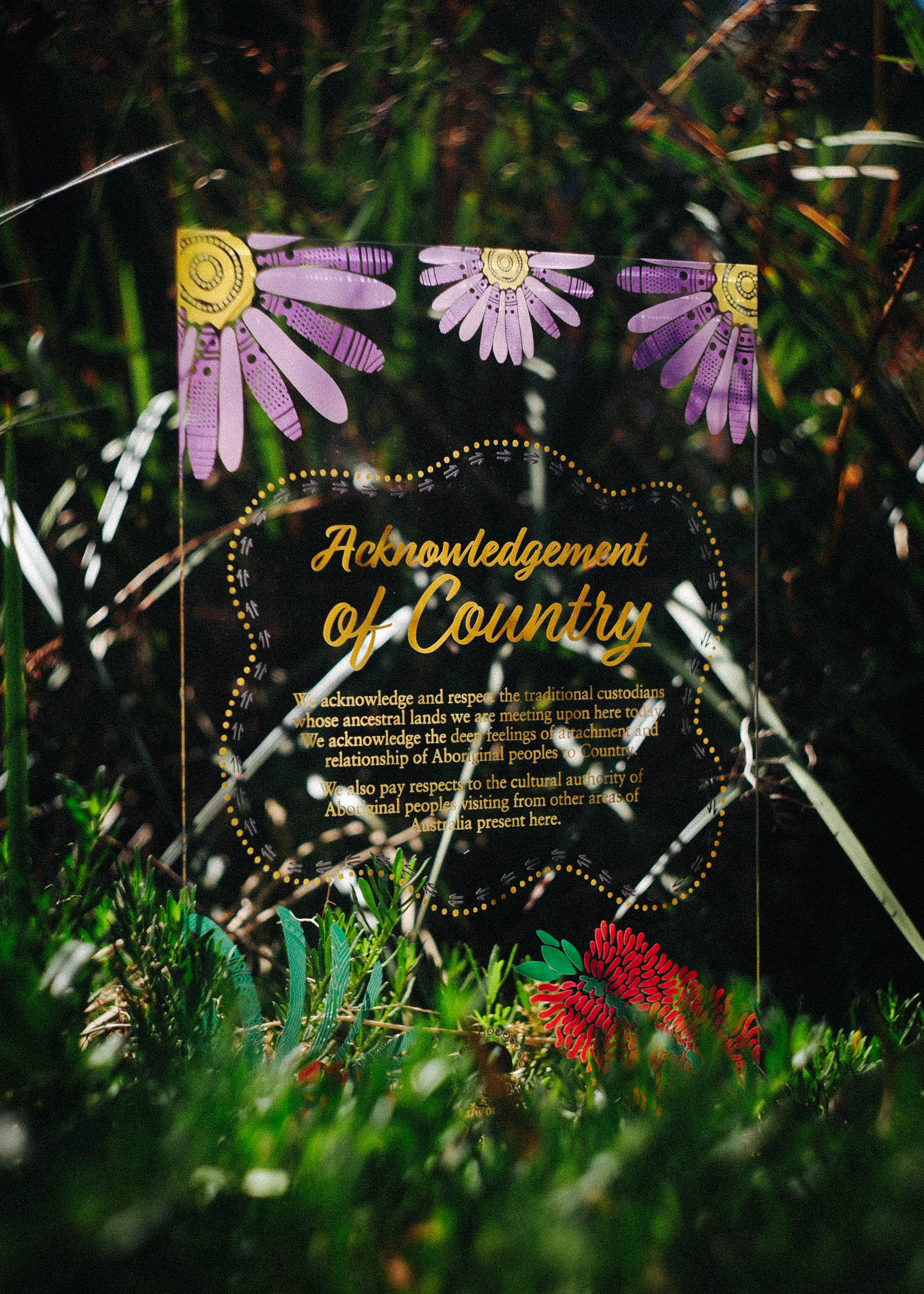 Acknowledgement of Country Table Sign – Ochre Dawn